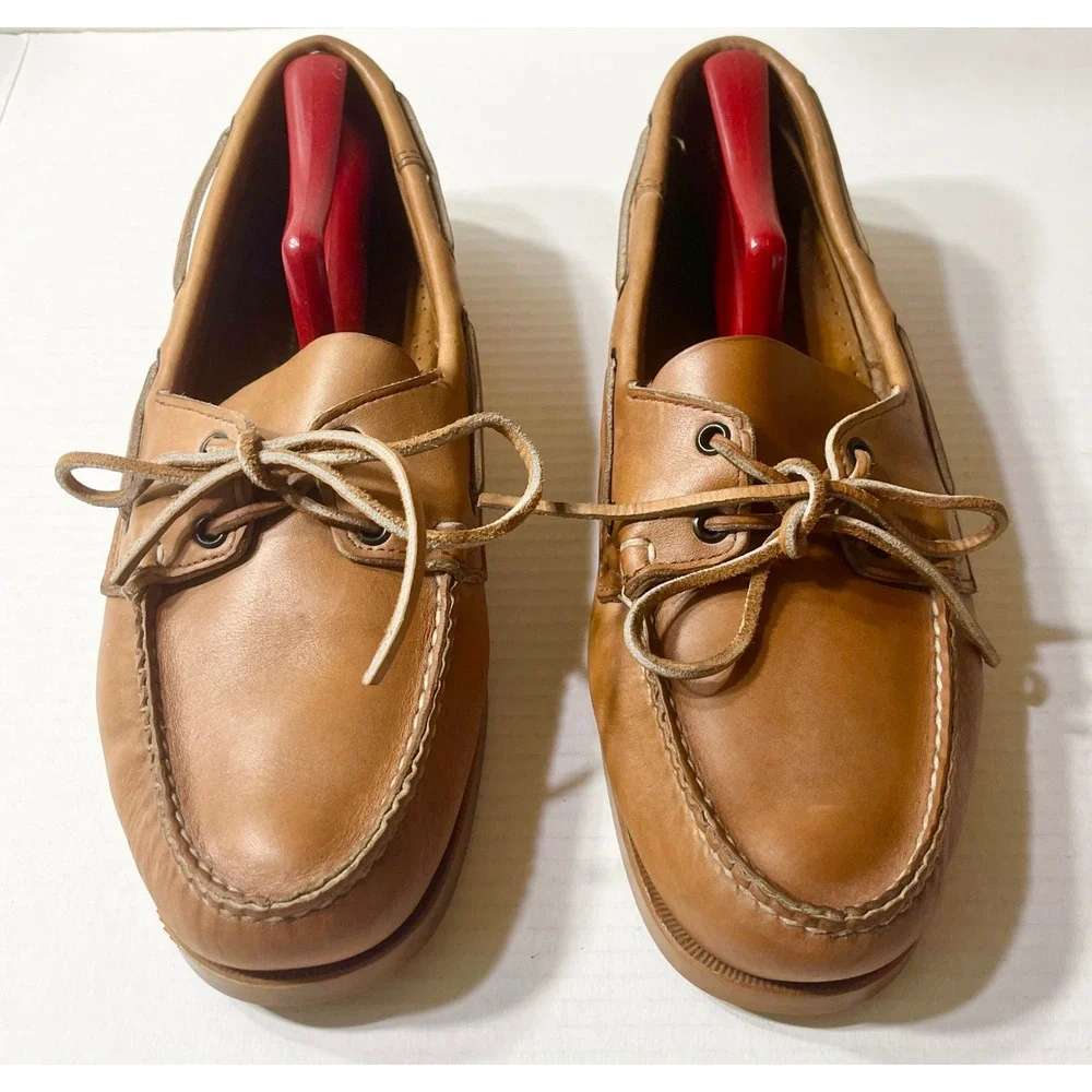 Sebago Docksides Boat Shoes Mens 11.5 Caramel Tan Leather Nautical Loafers